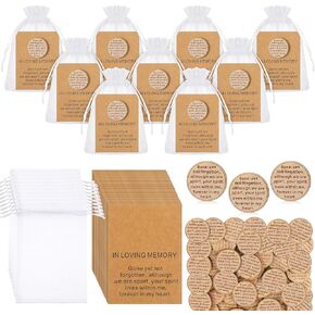 60 Set 120 Pcs Celebration of Life Funeral Favors in Loving Memory Wooden Pocket Tokens Bulk with Cards Organza Bag Memorial Hug Token for Sympathy Healing Gift Thank You Keepsake Gifts