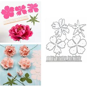 5pcs/Set Layred Flower Metal Die Cuts,Rose Flower Leaf Floral Frame Cutting Dies Stencils DIY Crafts Cards Cuts for DIY Embossing Card Making Photo Decorative Paper Dies Scrapbooking