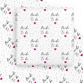 WRAPAHOLIC Wedding Wrapping Paper Sheet - 6 Sheets Bride to be with Pink Heart Design Folded Flat for Wedding, Bride, Betrothal Party - 19.7 Inch x 27.5 Inch Per Sheet
