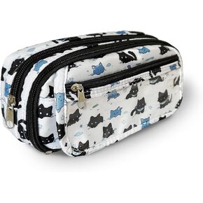 Snowfield Cat Kawaii Pencil Case Pouch Aesthetic Large Capacity Cute Stationery Pencil Bags with Zipper for Office College Makeup Adults