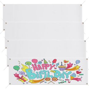 4PCS 2x6 Ft Polyester Oxford Cloth Sublimation Vinyl Banner Blank DIY Signs Banner with Hanging Rope for Indoor Outdoor Wall Decoration Party Birthday Halloween Thanksgiving