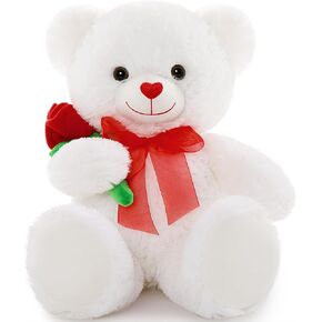 MorisMos 16in Teddy Bear Stuffed Animal with Heart, Small Stuffed Bear for Valentine Day, I Love You Bear Plush for Her, Girlfriend, Girl, Boyfriend, Kids