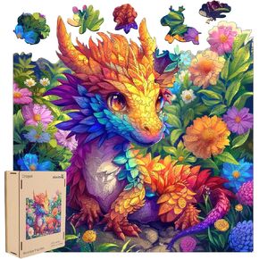 Wooden Jigsaw Puzzles-Dragon,200pcs,Medium 11.3x11.1in,Wooden Puzzles for Adults,Unique Shape Animal Adult Puzzles,Irregular Wood Puzzles Best Gift for Adults and Kids Family Game