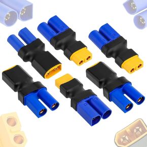 6 Pcs XT60 to EC5 Male Female Connector Adapter, 3 Pcs Female XT60 to Male EC5 and 3 Pcs Male XT60 to Female EC5 No Wires RC LiPo Battery Connectors Adapters