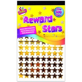 900 x Reward Star Stickers Silver Gold Bronze Home School Teacher Good Work