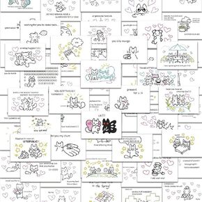 Cute Kitten Cartoon Stickers with Words, 64 Pieces/Pack Unique Designs, Warm & Comforting Emotional Support for Friends & Family, Perfect for Small Business Packaging and Personal Touch
