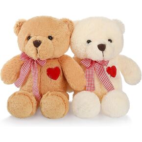 2 Pack 10 Inch Plush Bears Gifts for Her Him Girlfriend Boyfriend Wife Mom Bear Funny Cute Stuffed Animal Plush Present for Birthday Wedding Mother's Day Easter Gifts