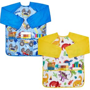 Lictin 2 Pack Kids Art Smocks,Toddler Smock,Waterproof Artist Painting Aprons for Children