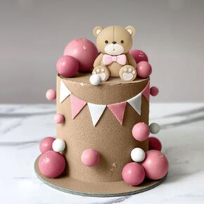 JeVenis Pink Bear Cake Decoration Baby Bear Baby Shower Cake Topper Bears Cake Decoration Baby Shower Birthday Cake Decoration