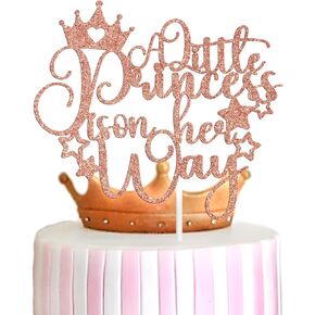 A Little Princess is on the Way Cake Topper, Welcome Baby Cake Decor for Girls, Baby Shower, Gender Reveal, Pregnancy Announcement Party Decorations Supplies