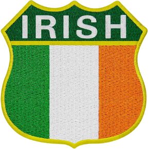 EmbTao Ireland Shield Flag Patch Embroidered Irish National Badge Biker Applique Iron On Sew On Emblem