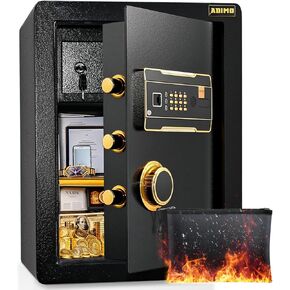 Adimo Home Safe Box ، 1.2 قدم مكعب من الأمن مربع آمن مع حقيبة أموال مقاومة للماء ، ولوحة مفاتيح رقمية ونظام مفتاح مزدوج ، مربع قفل آمن مضمون للمكتب المنزلي الثمين