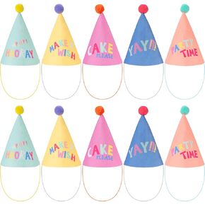 Cheerland 10pcs Fabric Fabric Party Hat ، لا DIY ، قبعات مخروطية للحفل