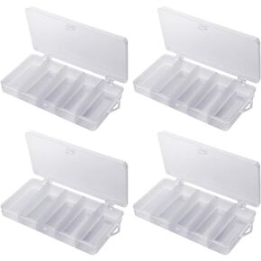 GSHLLO 4 Pcs 5 Grid Plastic Organizer Box Clear Parts Storage Box Craft Bead Storage Cases Nail Art Organizer Case Box Fishing Tackle Boxes Jewelry Storage Containers