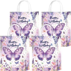 Ahappyplace 16 PCS Butterfly Flower Gift Pass with Wandles Pink Purple Beatple Paper Paper Facs Spring Floral Candy Treat