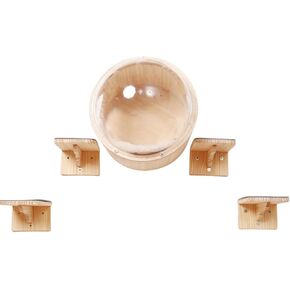 Wall-Mounted Cat Bed Furniture Round Space Capsule Acrylic Perch Steps，Wooden Shelf Cat Lover Gift Cat Tree Tower- for Larg Cats up to 30 Lbs-Classic Style-1