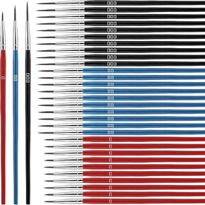 cobee 30 Pcs Detail Paint Brushes, Fine Tip Paint by Number Brushes with 3 Size #0#00#000, Micro Paint Brushes for Model Crafts Acrylic Miniature Painting(Colour Mixture)
