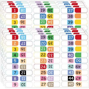 Number Index Labels Multicolor Alphabet Tabs 1-50 1-100 Tab Dividers Stickers for 3 Ring Binders Notebook Classify Files Contents Page Address Book Folder (1-100)