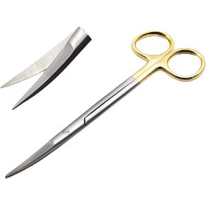Scissors Curved 5 inches with tungsten carbide inserts Gold Plated handle extra sharp ARTMAN BRAND