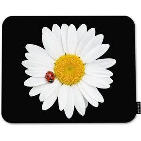 Daisy Flower Mouse Mouse Pad قاعدة مطاطية طبيعية غير انزلاق ، 9.5 × 7.9 بوصة زهر بيضاء البابونج الخنفساء كمبيوتر موسباد فاتر لأجهزة الكمبيوتر والكمبيوتر المحمول والألعاب والمكتب والمنزل in Kuwait