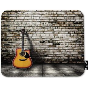 Mugod Guitar Mouse Pad Guitar in Blank Empty Room with Old Brick Wall Background Decor Gaming Mouse Pad Rectangle Non-Slip Rubber Mousepad for Computers Laptop 7.9x9.5 Inches