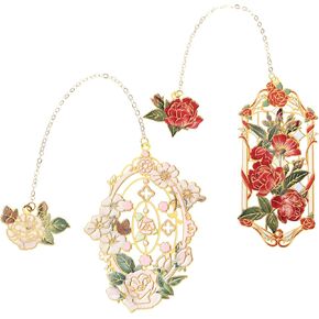 2 PCS Metal Rose Lowmarks for Women ، Plant Borkmark Metal Calting Glass Lockmark ، مرجعية جميلة للنساء قراءات عشاق الكتب