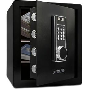 SereneLife Electronic Digital Safe Box | Durable Design, User-Friendly Keypad, Dual Alarm System, Hidden Keyhole, Money Safe for Home & Office | 14.96"x12.59"x 17.71" 1.38 Cubic ft Safe for Money