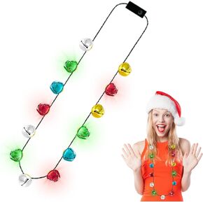 Yaxinrui 1 PCS عيد الميلاد قلادة أعلى ، أجراس تضيء إكسسوارات قلادة عيد الميلاد ، 3 أوضاع أجراس جينجل بيلز توهج عيد الميلاد من أجل سترة قبيحة العام الجديد عيد الميلاد. in Kuwait