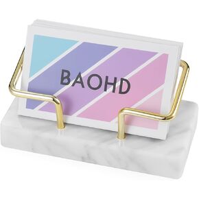 Marble Business Card Holder for Desk, Modern Gold Business Card Display Holder Stand, Desktop Organizer Accessories for Women & Men