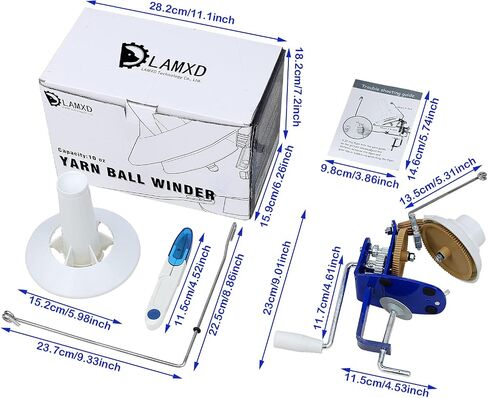(High Speed) LAMXD Large Capacity Yarn Winder 10-Ounce, Hand Operated Jumbo Metal Yarn Ball Winder, Large Yarn Ball Winder with Thread Cutter Scissors, Blue and White in Kuwait