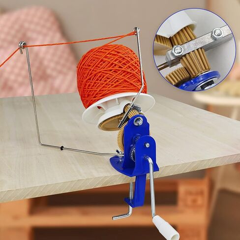 (High Speed) LAMXD Large Capacity Yarn Winder 10-Ounce, Hand Operated Jumbo Metal Yarn Ball Winder, Large Yarn Ball Winder with Thread Cutter Scissors, Blue and White in Kuwait