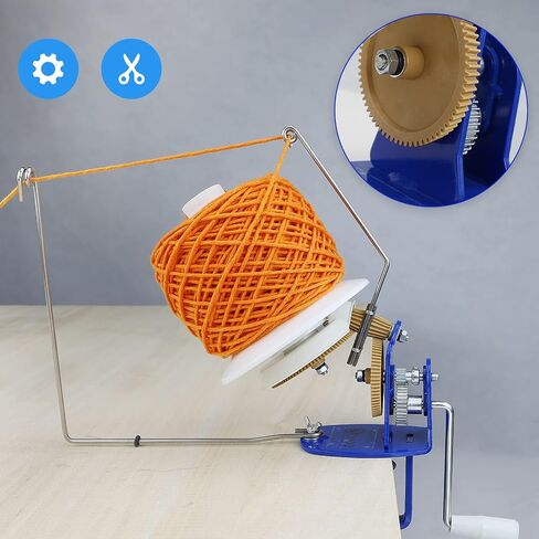 (High Speed) LAMXD Large Capacity Yarn Winder 10-Ounce, Hand Operated Jumbo Metal Yarn Ball Winder, Large Yarn Ball Winder with Thread Cutter Scissors, Blue and White in Kuwait