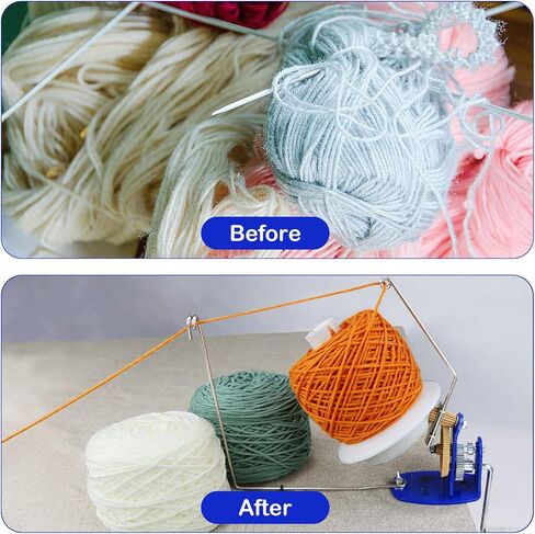 (High Speed) LAMXD Large Capacity Yarn Winder 10-Ounce, Hand Operated Jumbo Metal Yarn Ball Winder, Large Yarn Ball Winder with Thread Cutter Scissors, Blue and White in Kuwait