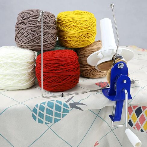 (High Speed) LAMXD Large Capacity Yarn Winder 10-Ounce, Hand Operated Jumbo Metal Yarn Ball Winder, Large Yarn Ball Winder with Thread Cutter Scissors, Blue and White in Kuwait