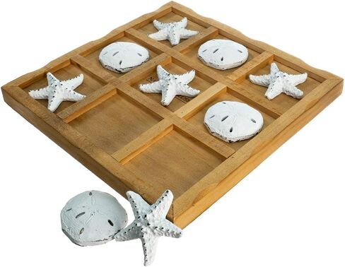 لعبة Starfish Tic Tac Tak Toe - 9 "× 9" - لعبة شاطئ Tic Tac Toe - لوحة طاولة القهوة الساحلية - Tic Tac Toe Decor - Games Beach Hous in Kuwait