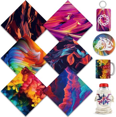 WOWOCUT 8 Pcs 4.5"x12" Marble Sublimation Transfer Sheets, Pre-Printed Watercolor Sublimation Paper for Heat Transfer Mugs, T-Shirts, Tumblers, Earrings in Saudi Arabia