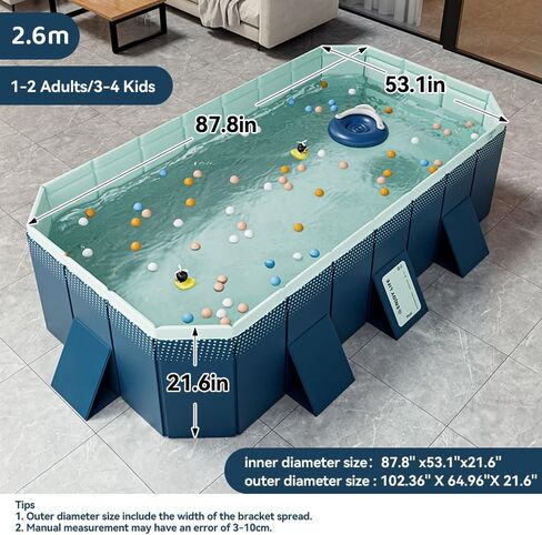 YYW Foldable Swimming Pool, Oversized Family Kiddie Pool for Kids and Adults Inflatable-Free Family Pool for Indoor, Outdoor, Garden, Backyard, Summer Water Party in Saudi Arabia