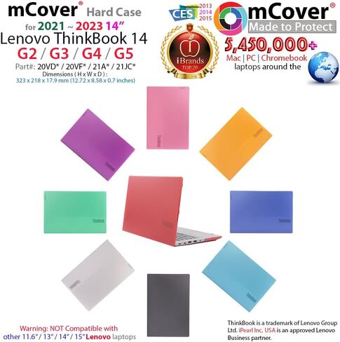 حالة McOver متوافقة فقط مع 2021 ~ 2023 14 "Lenovo Thinkbook 14 G2 / G3 / G4 / G5 Series PC (لا تعمل مع نماذج Lenovo الأخرى) - Black in Kuwait