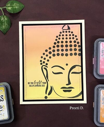 stencles buddha القابلة لإعادة الاستخدام للطلاء على الخشب والقطن والورق والضرب والطابق والجدار والبلاط - بوذا - 6 × 6 بوصات - فنية وحرف ديي للديكور المنزلي - الاستنسل البوذي in Kuwait