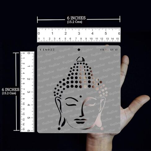 stencles buddha القابلة لإعادة الاستخدام للطلاء على الخشب والقطن والورق والضرب والطابق والجدار والبلاط - بوذا - 6 × 6 بوصات - فنية وحرف ديي للديكور المنزلي - الاستنسل البوذي in Kuwait