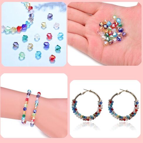 Gocelyn 1200pcs 2mm Crystal Bicone Glass Seed Beads, 12-Grid Plated AB Color Faceted Loose Beads for Jewelry Making DIY Bracelet Necklace Findings Earrings Accessories in Saudi Arabia
