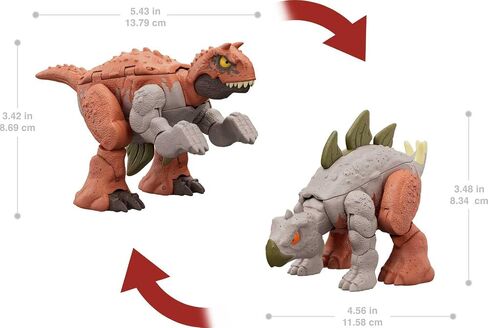 Mattel Jurassic World Fierce Changers 2-in-1 Dinosaur Action Figure, Double Danger Toy Transforms from Baryonyx to Parasoralophous in 11 Steps in Kuwait