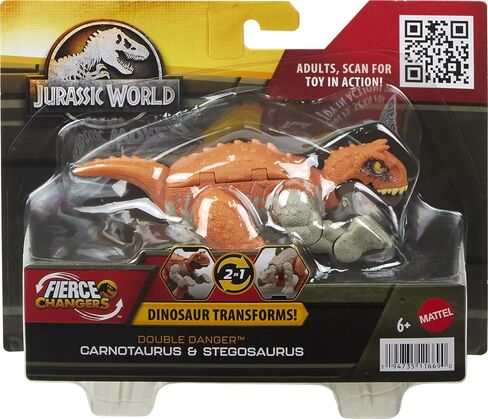 Mattel Jurassic World Fierce Changers 2-in-1 Dinosaur Action Figure, Double Danger Toy Transforms from Baryonyx to Parasoralophous in 11 Steps in Kuwait
