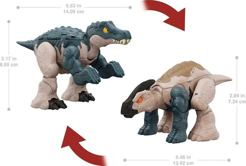Mattel Jurassic World Fierce Changers 2-in-1 Dinosaur Action Figure, Double Danger Toy Transforms from Baryonyx to Parasoralophous in 11 Steps in Kuwait
