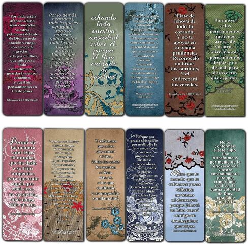 NewEights Spanish Vintage Favorite Scriptures Bookmarks for Women (12-Pack) - Great Collections of Spanish Bible Verses Christian Stocking Stuffers Birthday Assorted Bulk Pack - Church Gifts in Saudi Arabia