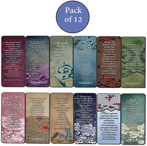NewEights Spanish Vintage Favorite Scriptures Bookmarks for Women (12-Pack) - Great Collections of Spanish Bible Verses Christian Stocking Stuffers Birthday Assorted Bulk Pack - Church Gifts in Saudi Arabia
