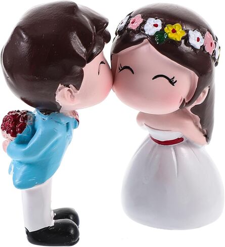 SEWACC 1 Pair Miniture Decoration Mini Doll Wedding Decoration Couple Cute Ornaments for Wedding Figurines Cake Topper Wedding Figures for Cake Baby Statuette Plug-in Puppet Lovers Desk in Kuwait
