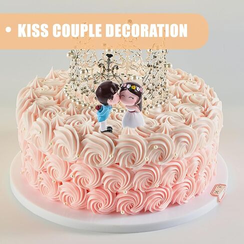 SEWACC 1 Pair Miniture Decoration Mini Doll Wedding Decoration Couple Cute Ornaments for Wedding Figurines Cake Topper Wedding Figures for Cake Baby Statuette Plug-in Puppet Lovers Desk in Kuwait