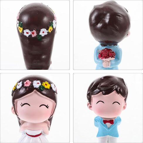 SEWACC 1 Pair Miniture Decoration Mini Doll Wedding Decoration Couple Cute Ornaments for Wedding Figurines Cake Topper Wedding Figures for Cake Baby Statuette Plug-in Puppet Lovers Desk in Kuwait