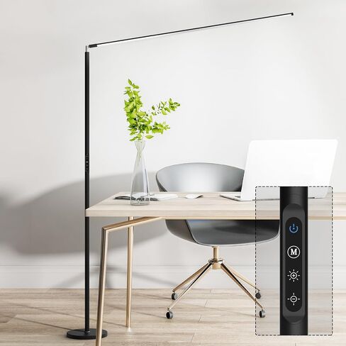 LED Floor Lamp, Bright Eye-Care Standing Lamp, Home Decor with Touch Control Dimmable Reading Light for Living Room, Bedroom, Office - Black in Saudi Arabia
